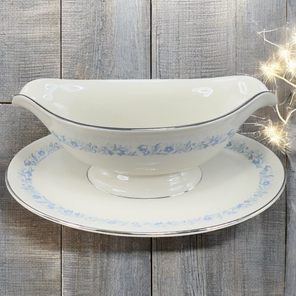 1960s Pickard Porcelain Gravy Boat Salsa Dish Festival Attached Underplate VTG